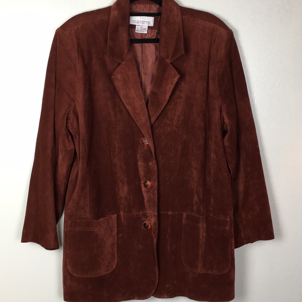 Silhouettes Suede Copper Color Button up Jacket